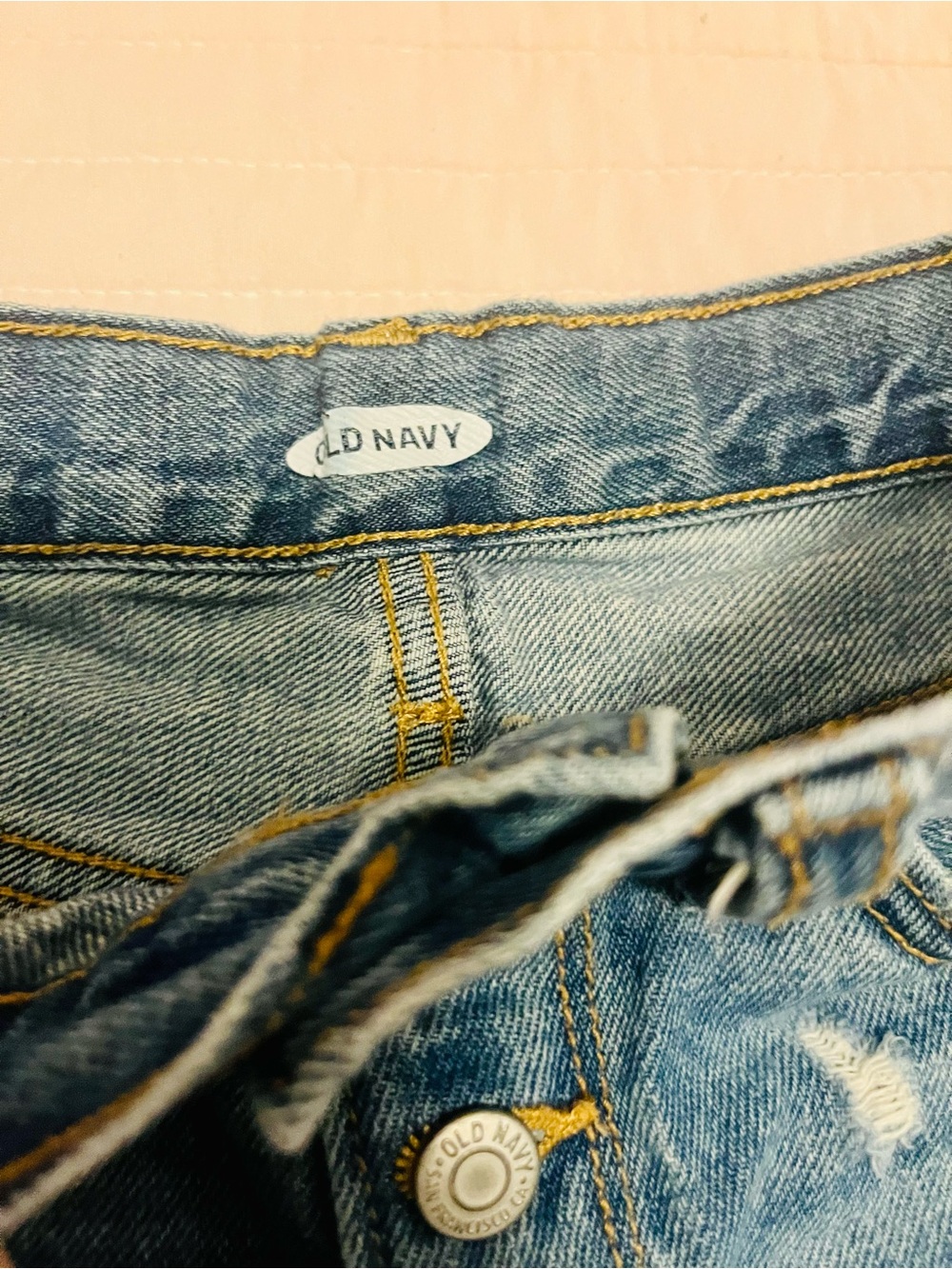 Old Navy Denim Shorts with American Flag Red, White, & Blue Pocket Details - Picture 5 of 12